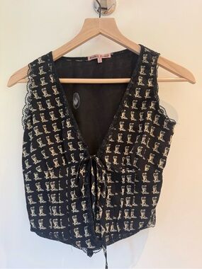 Bailey Rose Black Printed Tie-Front Camisole